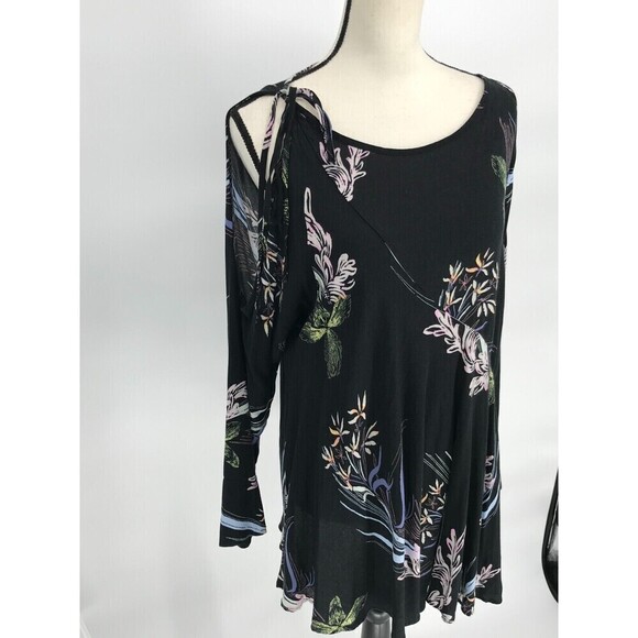 Free People‎ Clear Skies Black Cold Shoulder Tunic Dress XS Long Sleeve - Picture 3 of 12